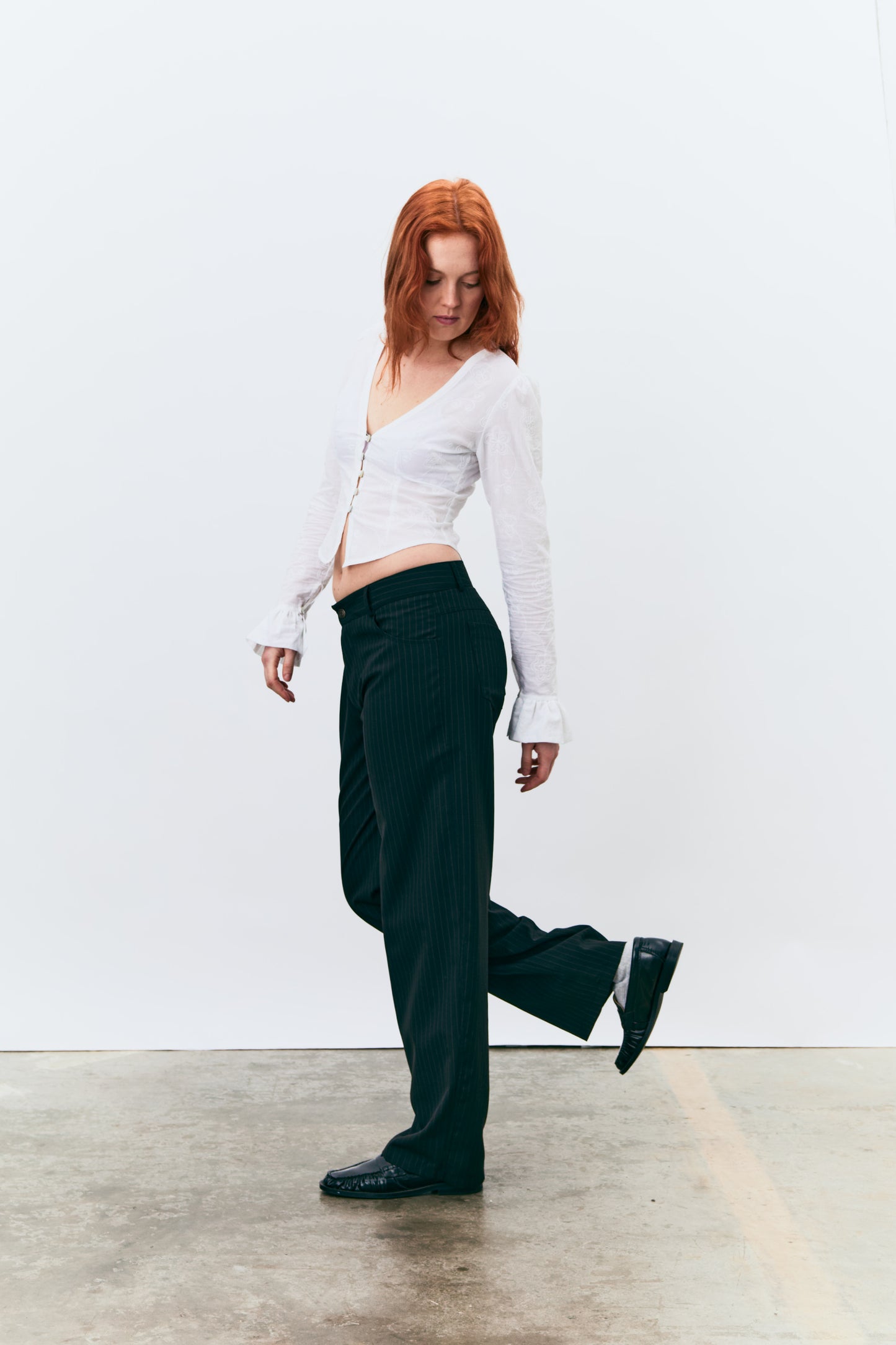 Unisex City Brown Pinstripe Trousers