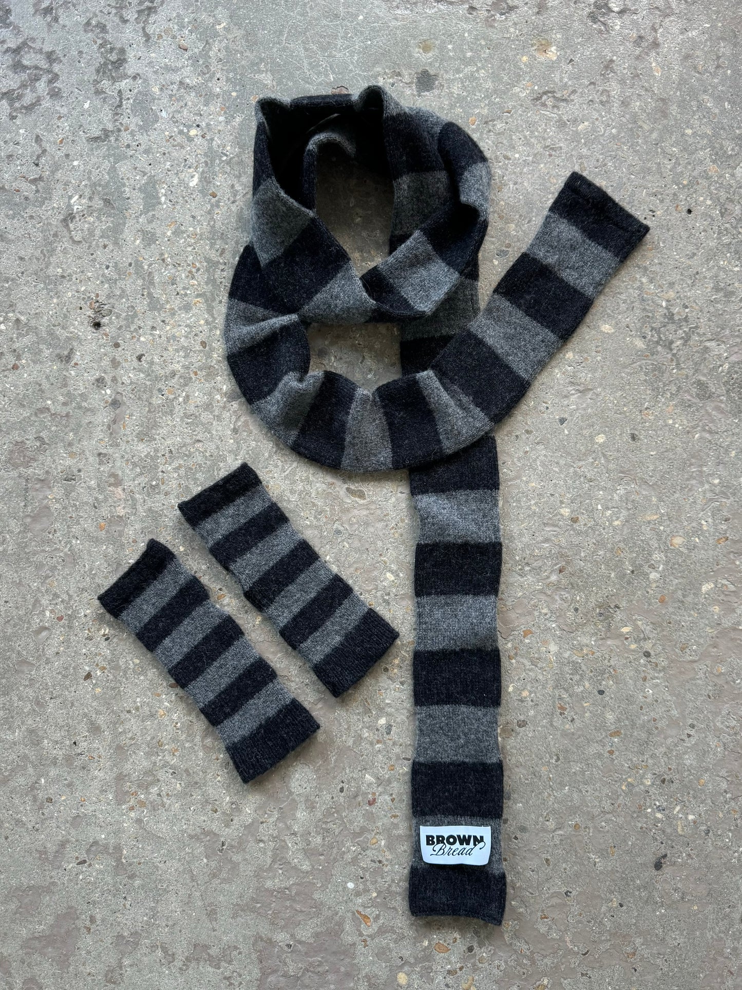 Charcoal & Cliff Striped Fingerless Golves