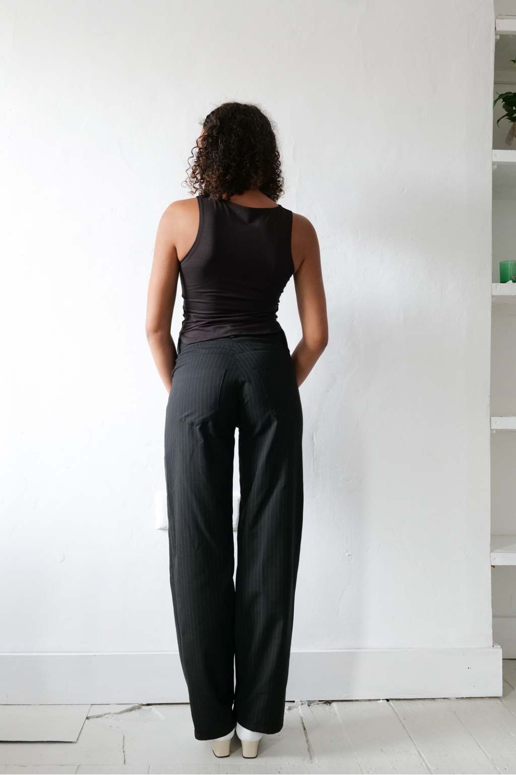 Unisex City Brown Pinstripe Trousers