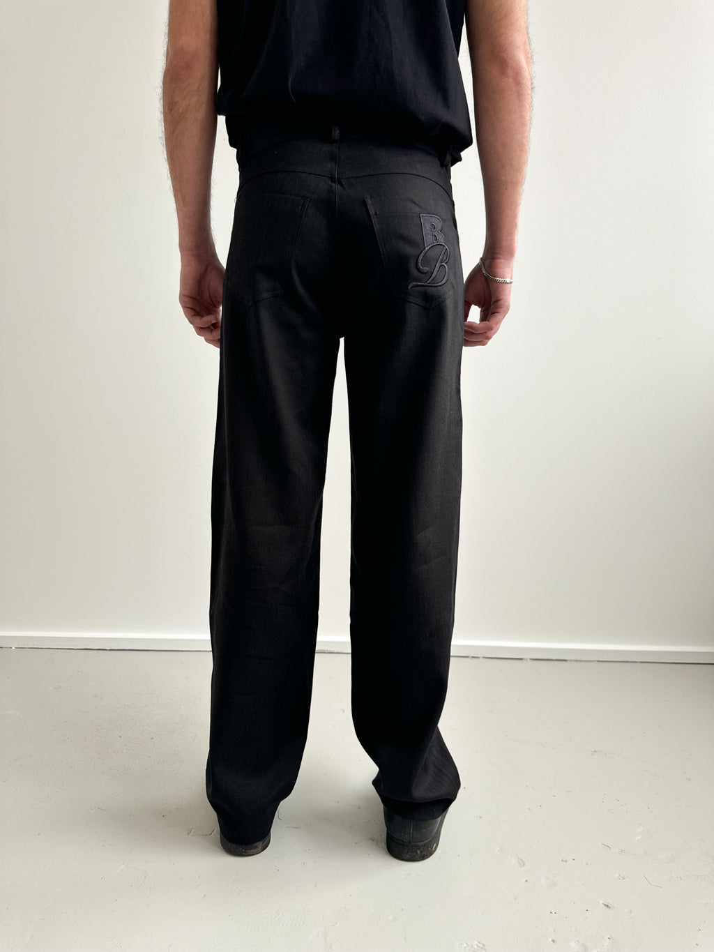Unisex Vienna Black Herring Bone Trousers