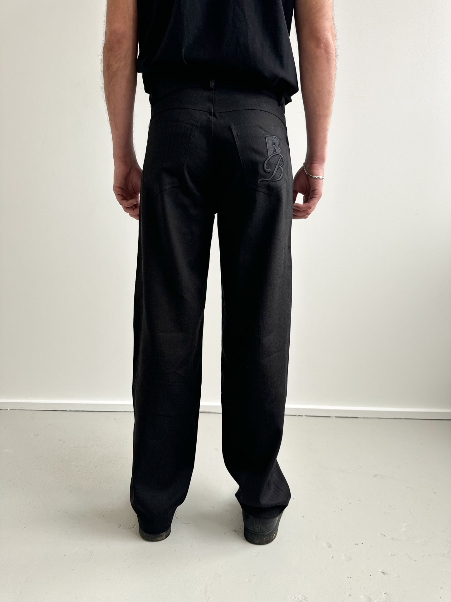 Unisex Vienna Black Herring Bone Trousers