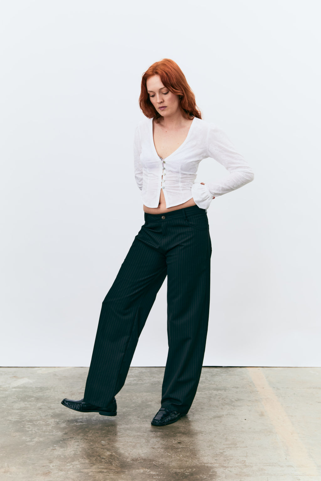 Unisex City Brown Pinstripe Trousers