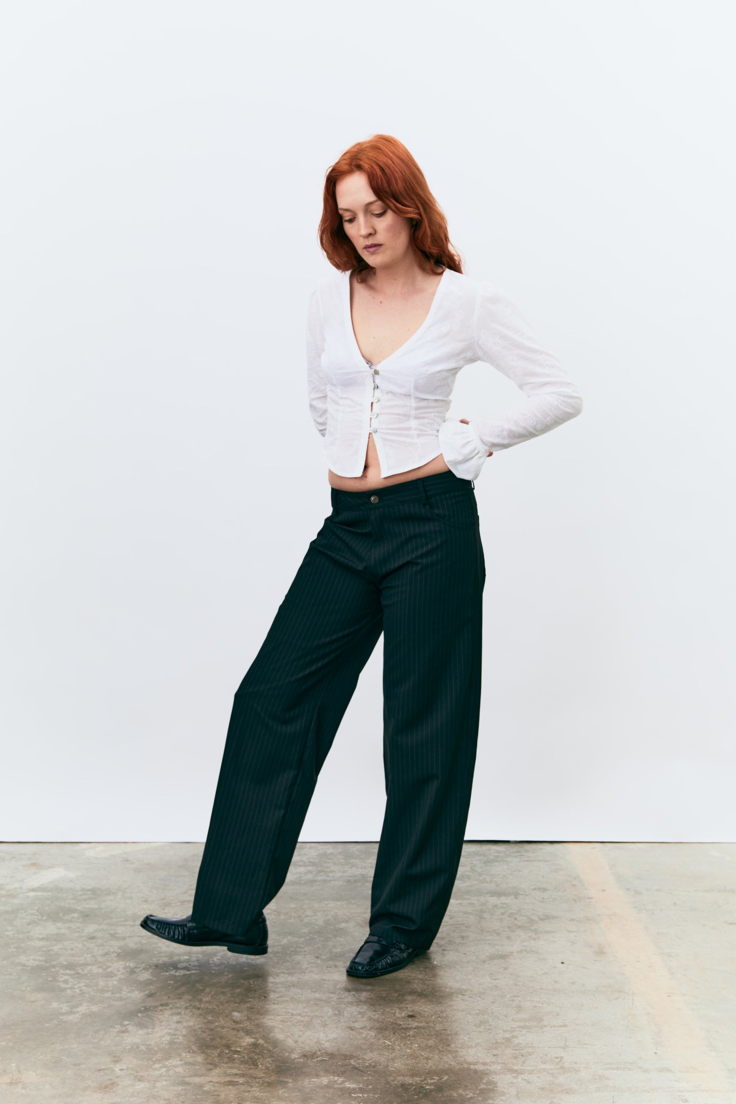 Unisex City Brown Pinstripe Trousers