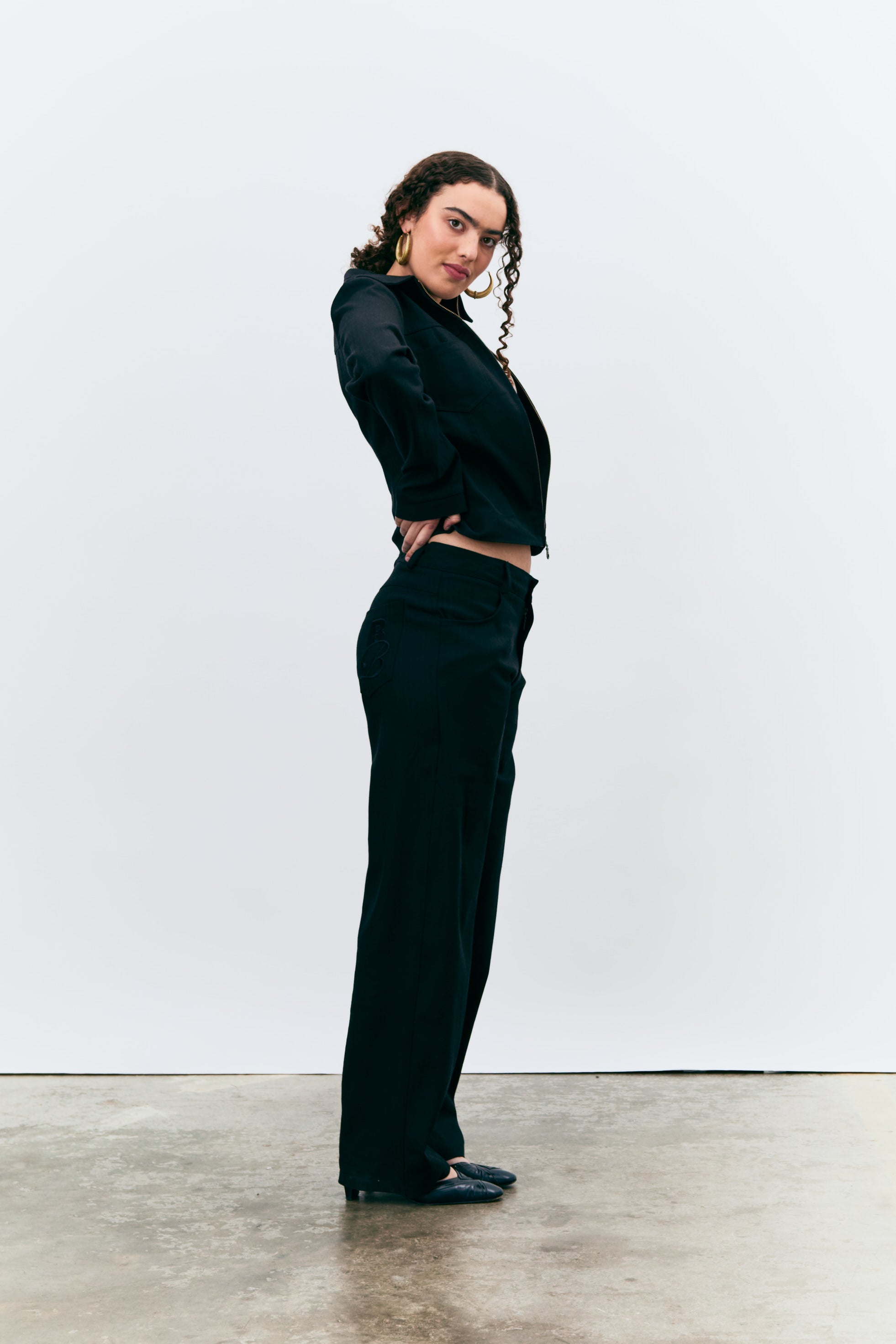 Unisex Vienna Black Herring Bone Trousers