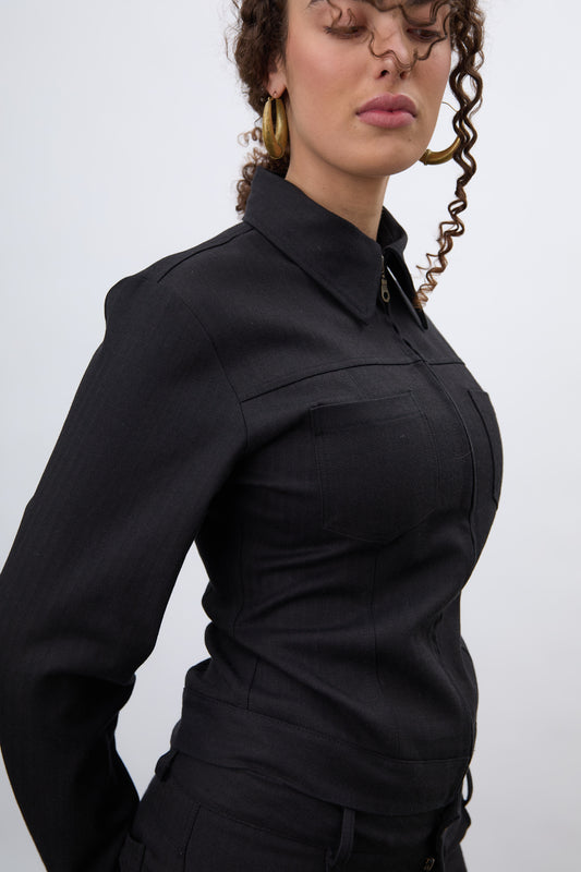 Vienna Black Herringbone Jacket
