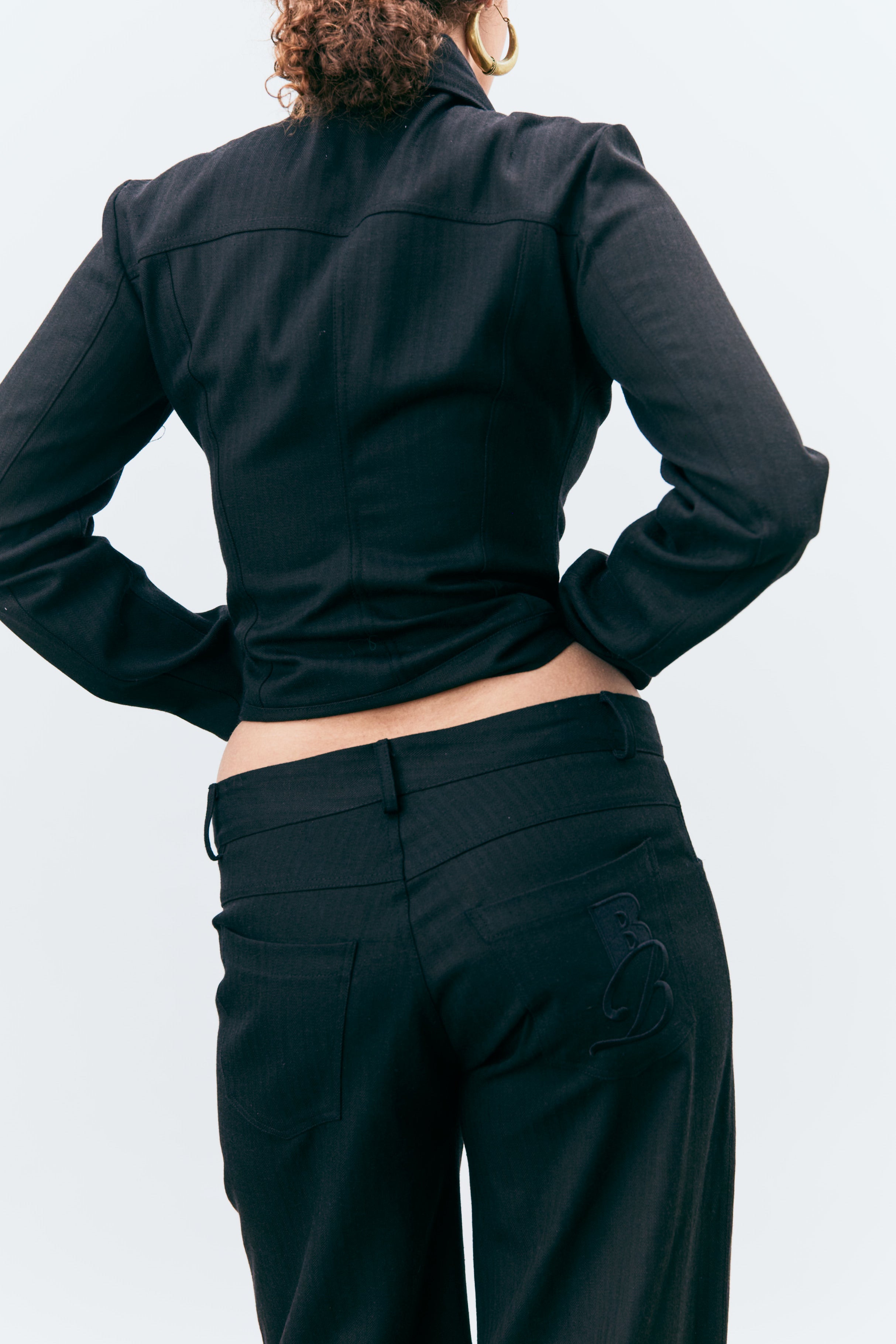 Unisex Vienna Black Herring Bone Trousers