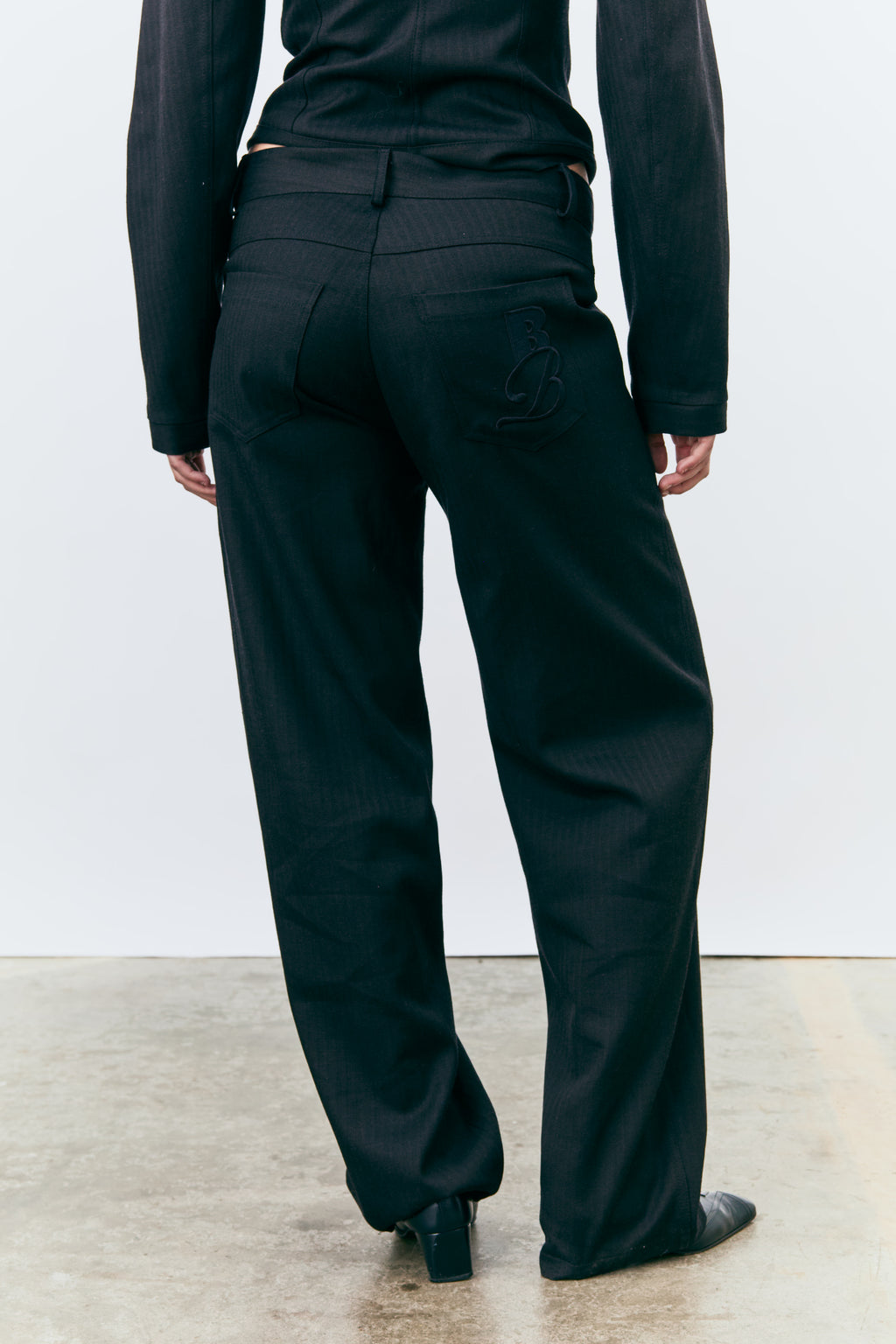 Unisex Vienna Black Herring Bone Trousers