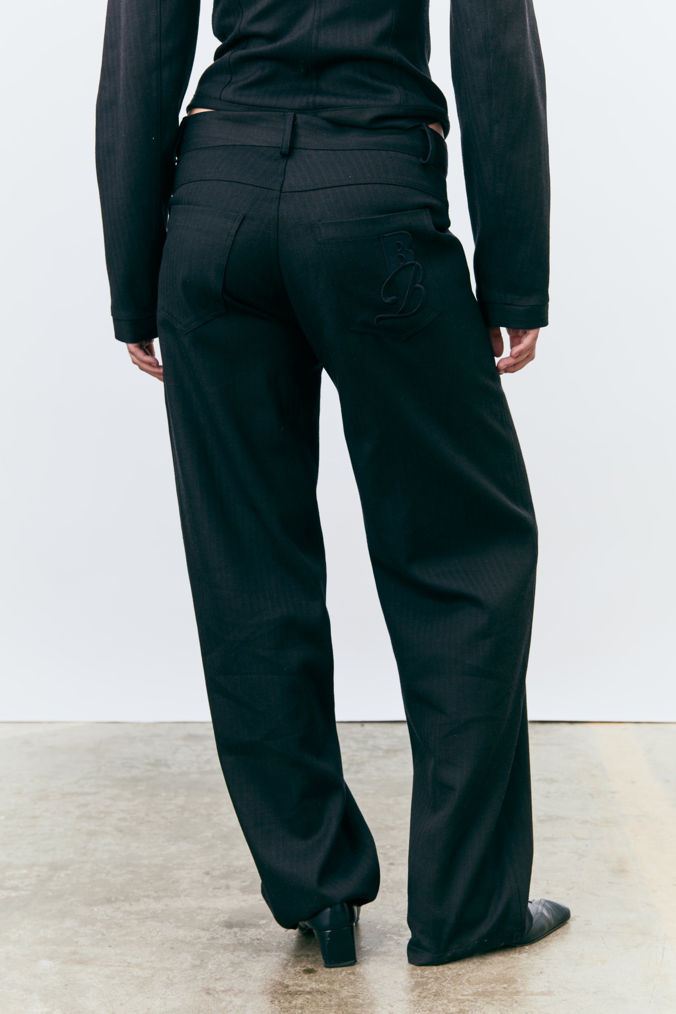 Unisex Vienna Black Herring Bone Trousers