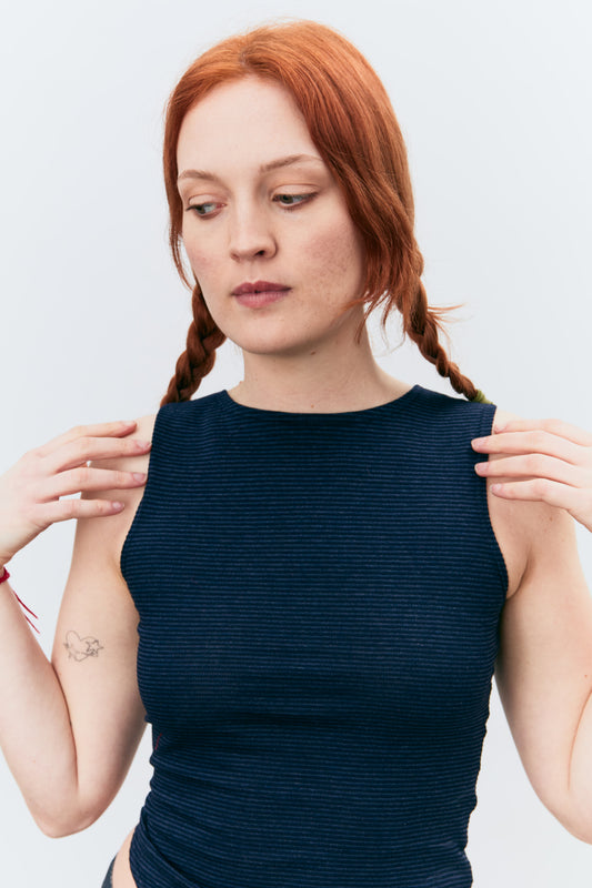 Navy Striped Simple Tank