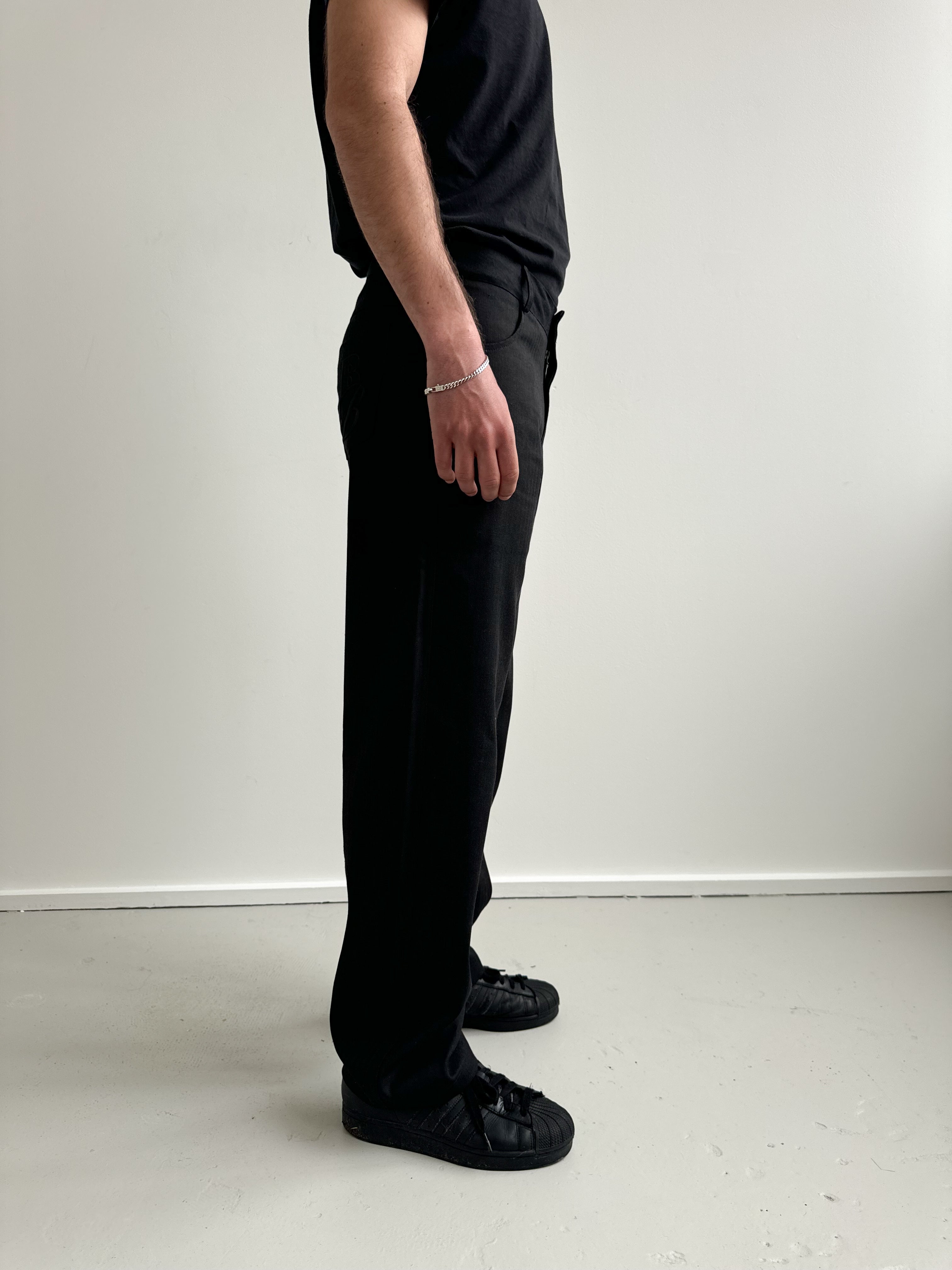 Unisex Vienna Black Herring Bone Trousers