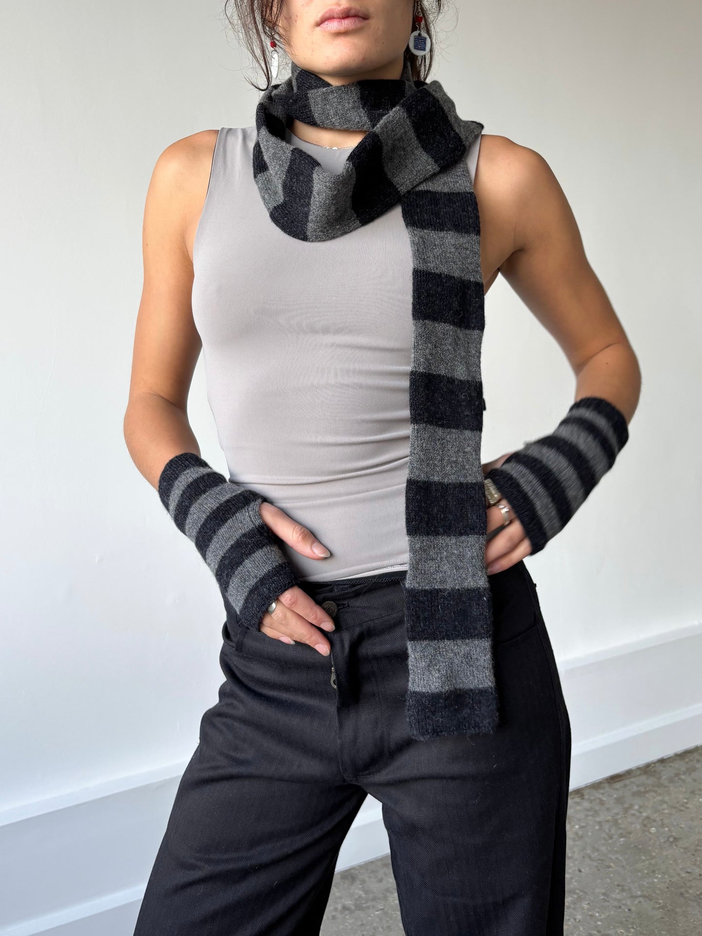 Charcoal & Cliff Striped Scarf