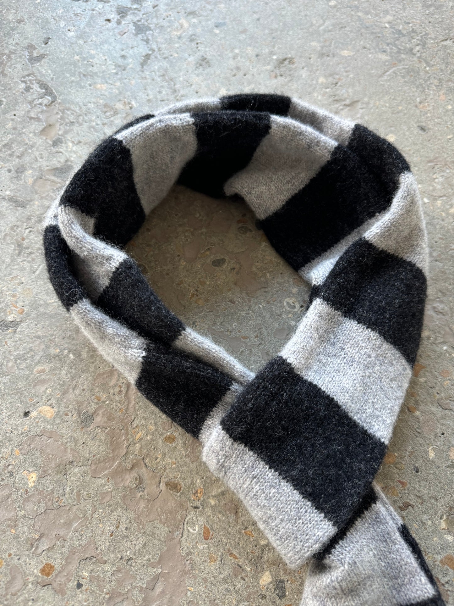 Charcoal & Light Grey Striped Scarf