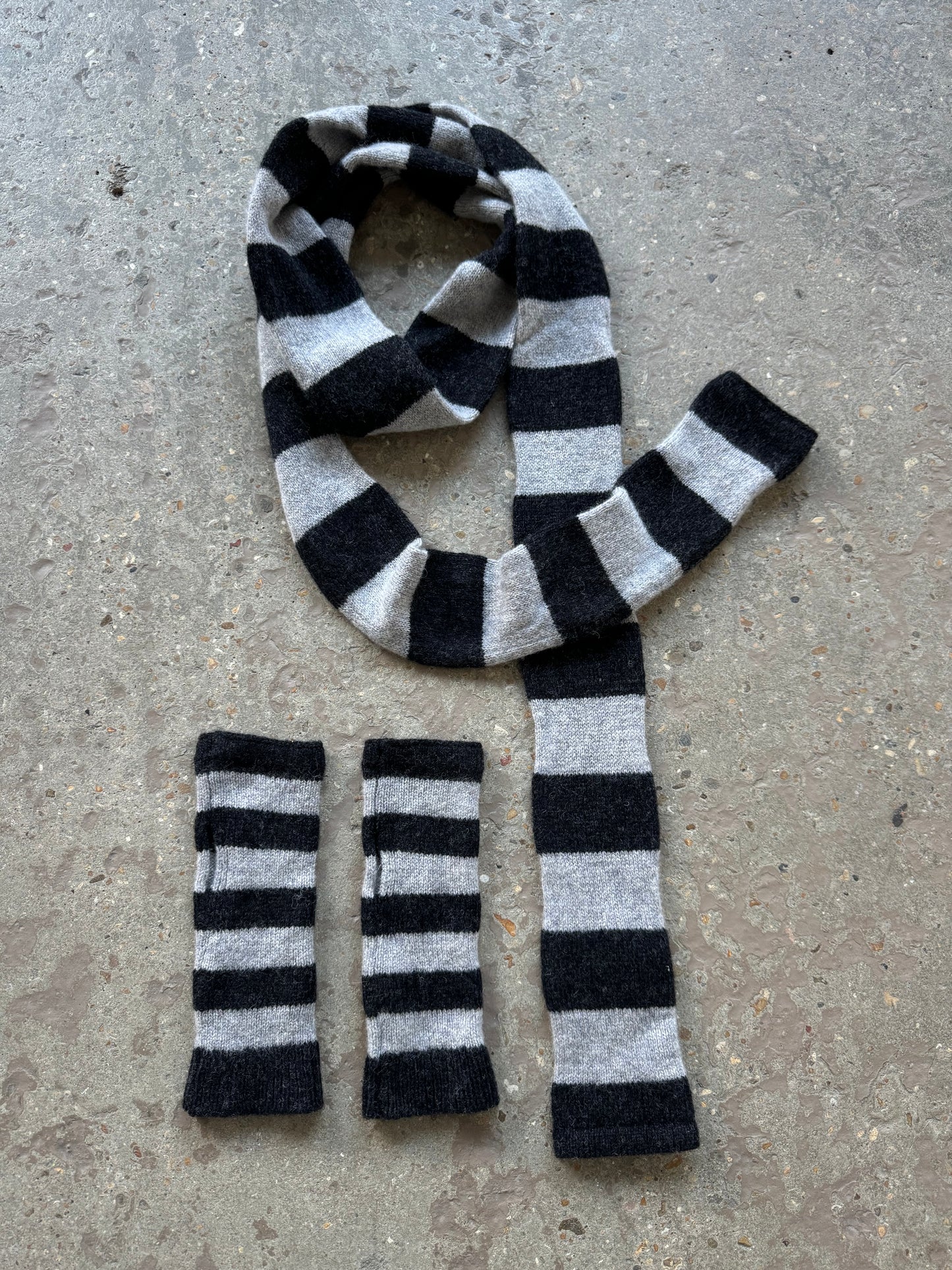 Charcoal & Light Grey Striped Scarf