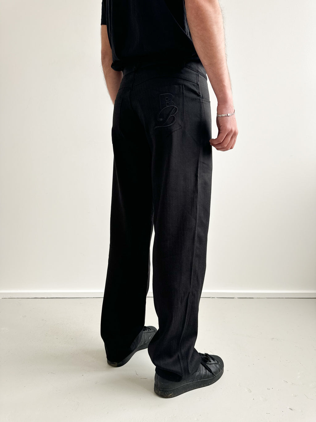 Unisex Vienna Black Herring Bone Trousers