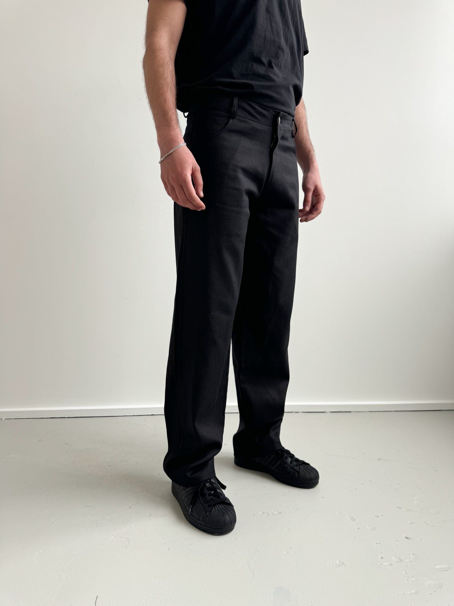 Unisex Vienna Black Herring Bone Trousers