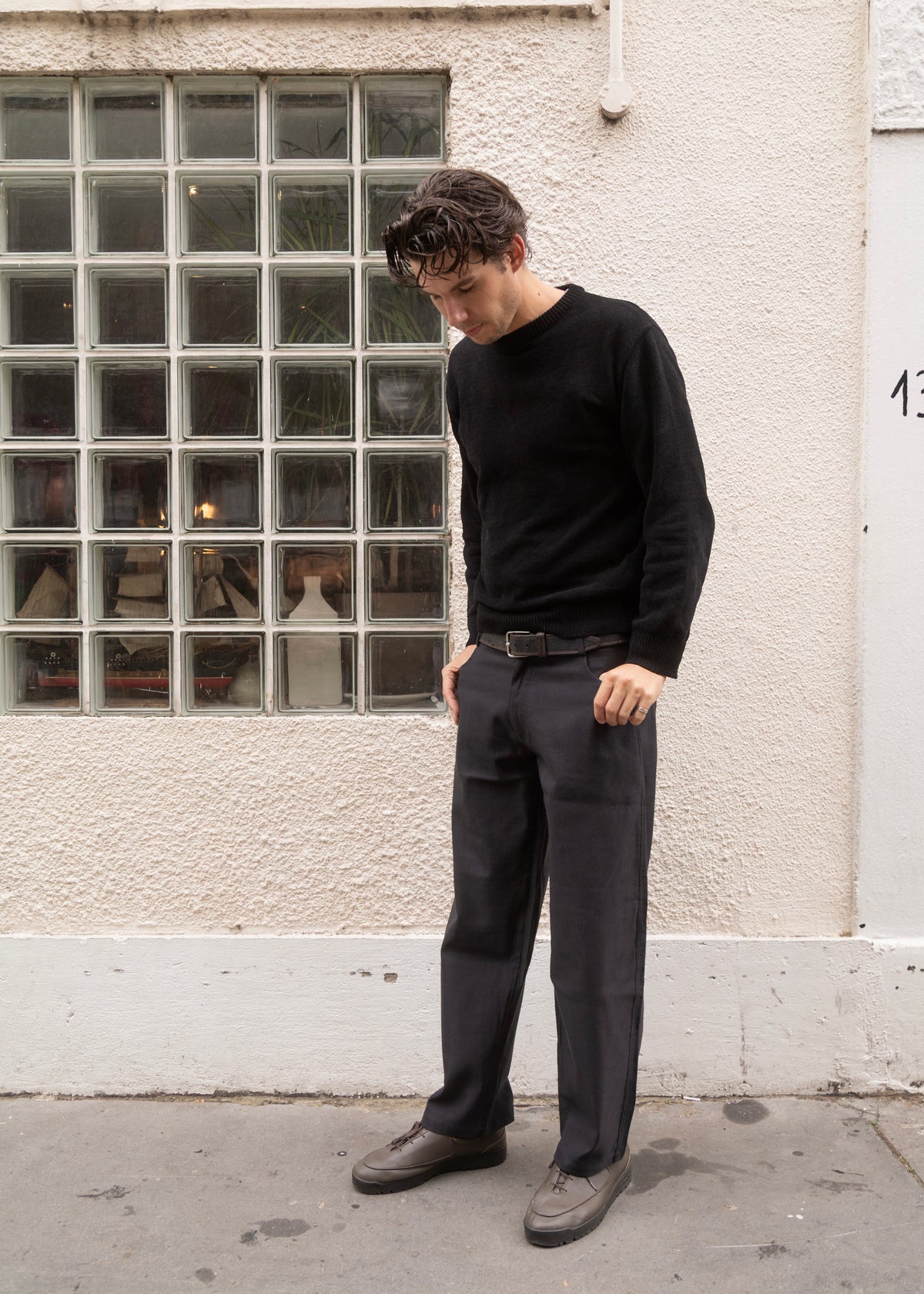 Unisex Vienna Black Needlecord Cotton Trousers