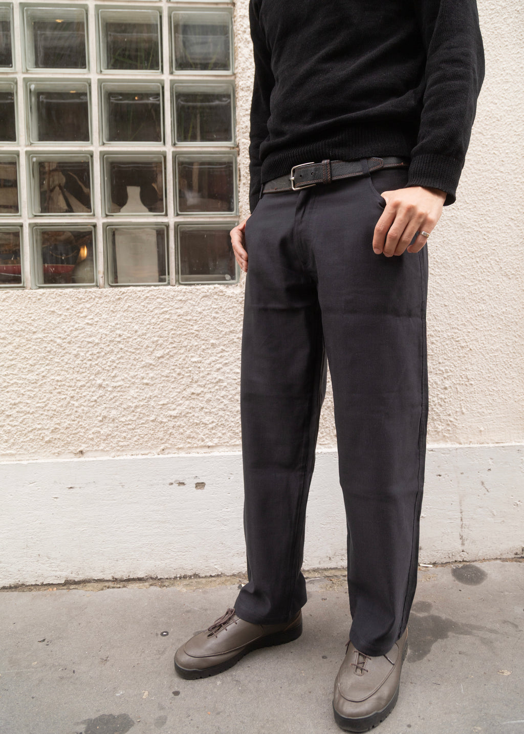 Unisex Vienna Black Needlecord Cotton Trousers