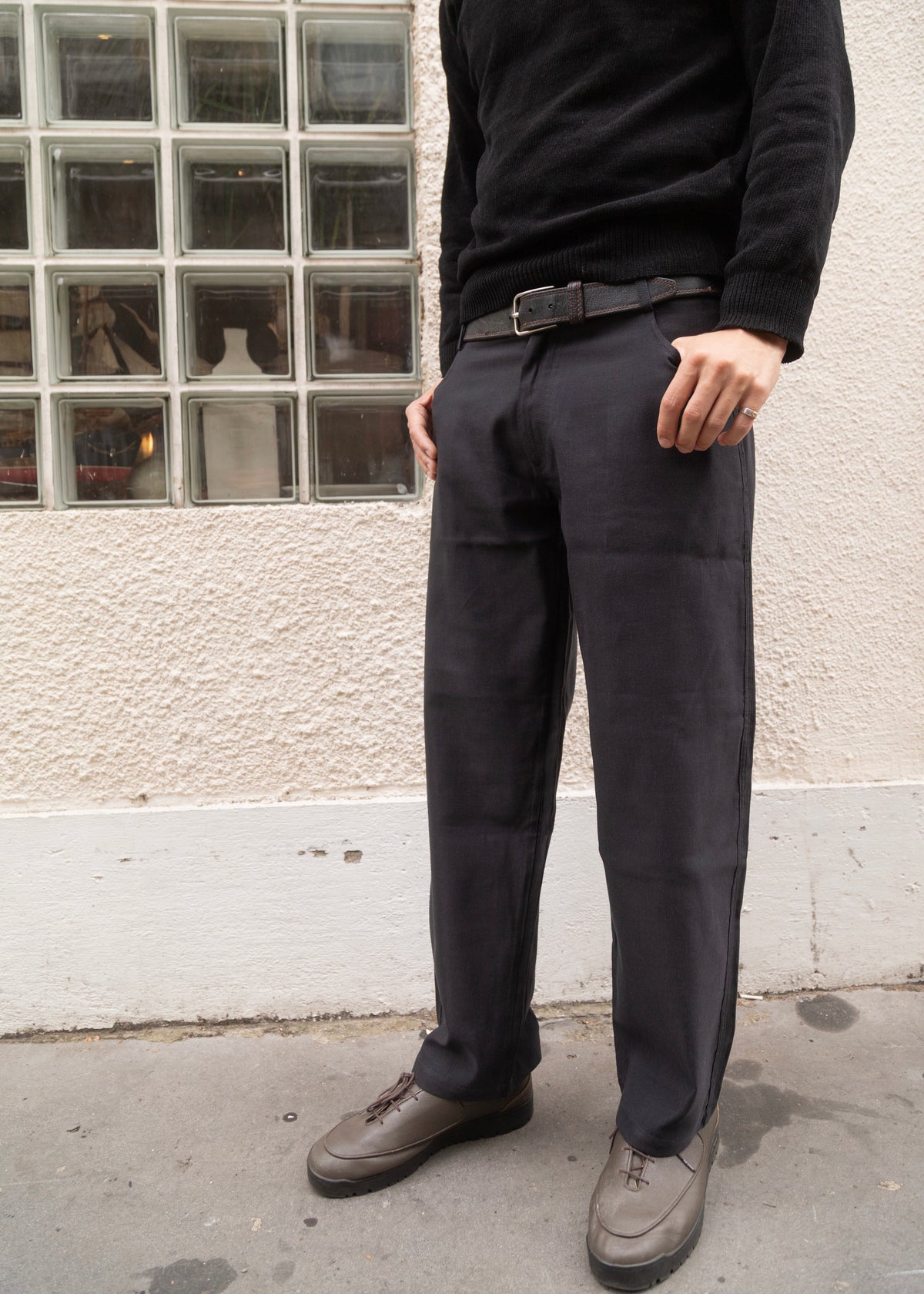 Unisex Vienna Black Needlecord Cotton Trousers