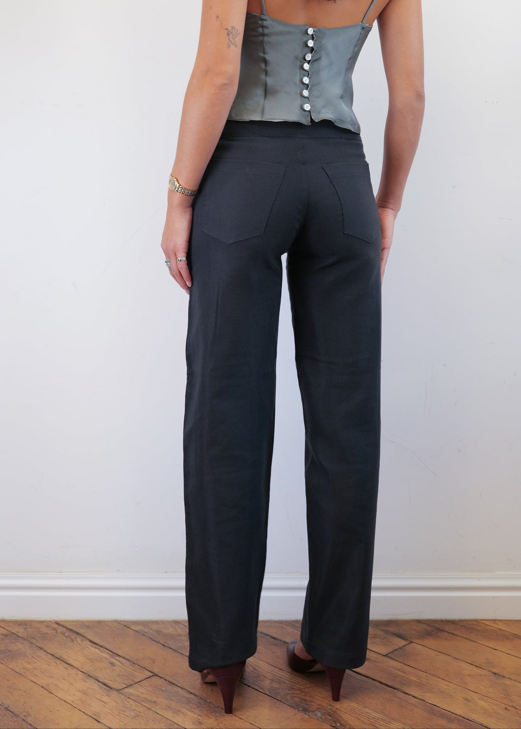 Unisex Vienna Black Needlecord Cotton Trousers