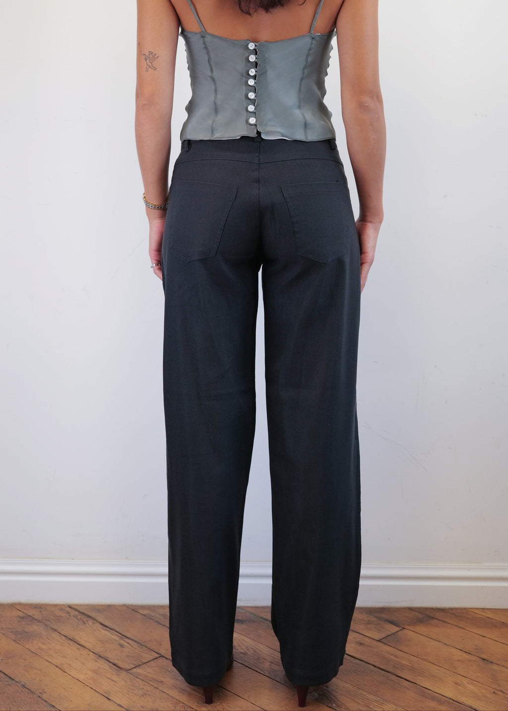 Unisex Vienna Black Needlecord Cotton Trousers