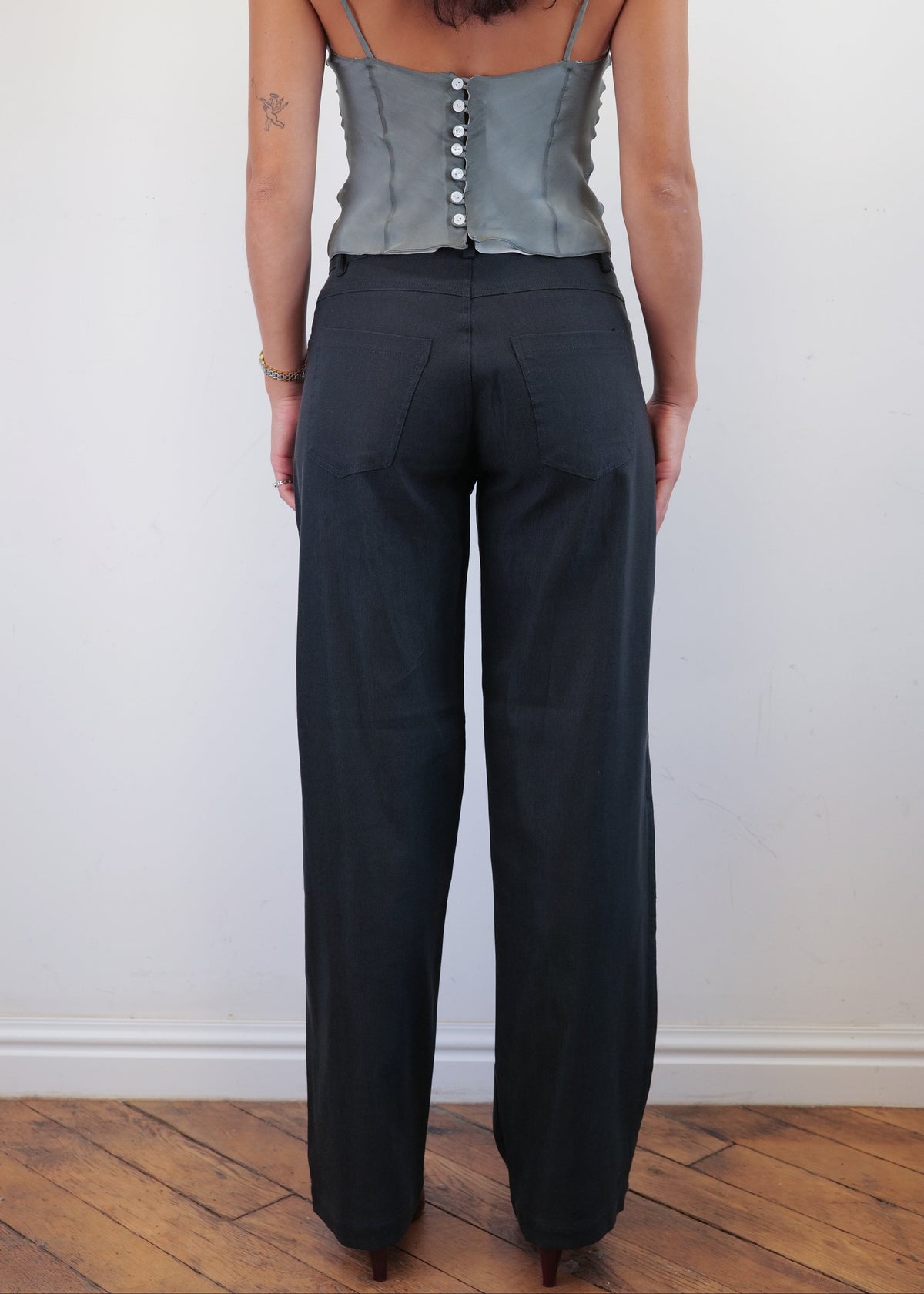 Unisex Vienna Black Needlecord Cotton Trousers