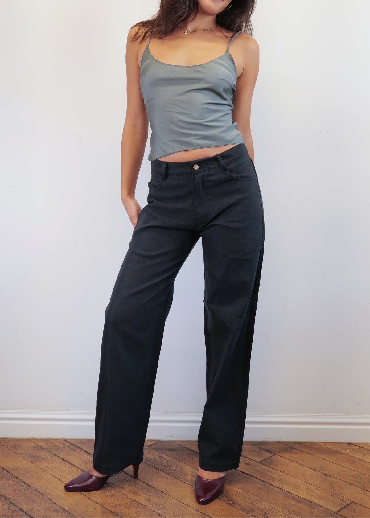 Unisex Vienna Black Needlecord Cotton Trousers