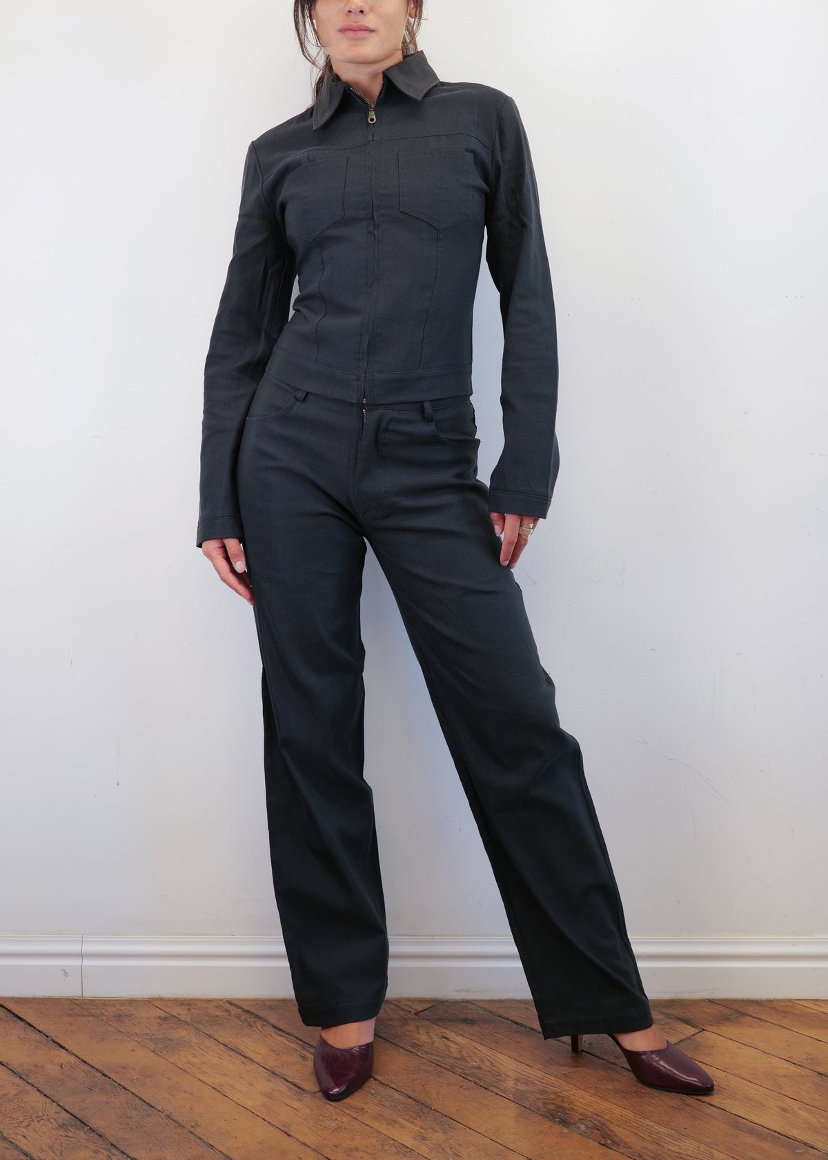 Unisex Vienna Black Needlecord Cotton Trousers