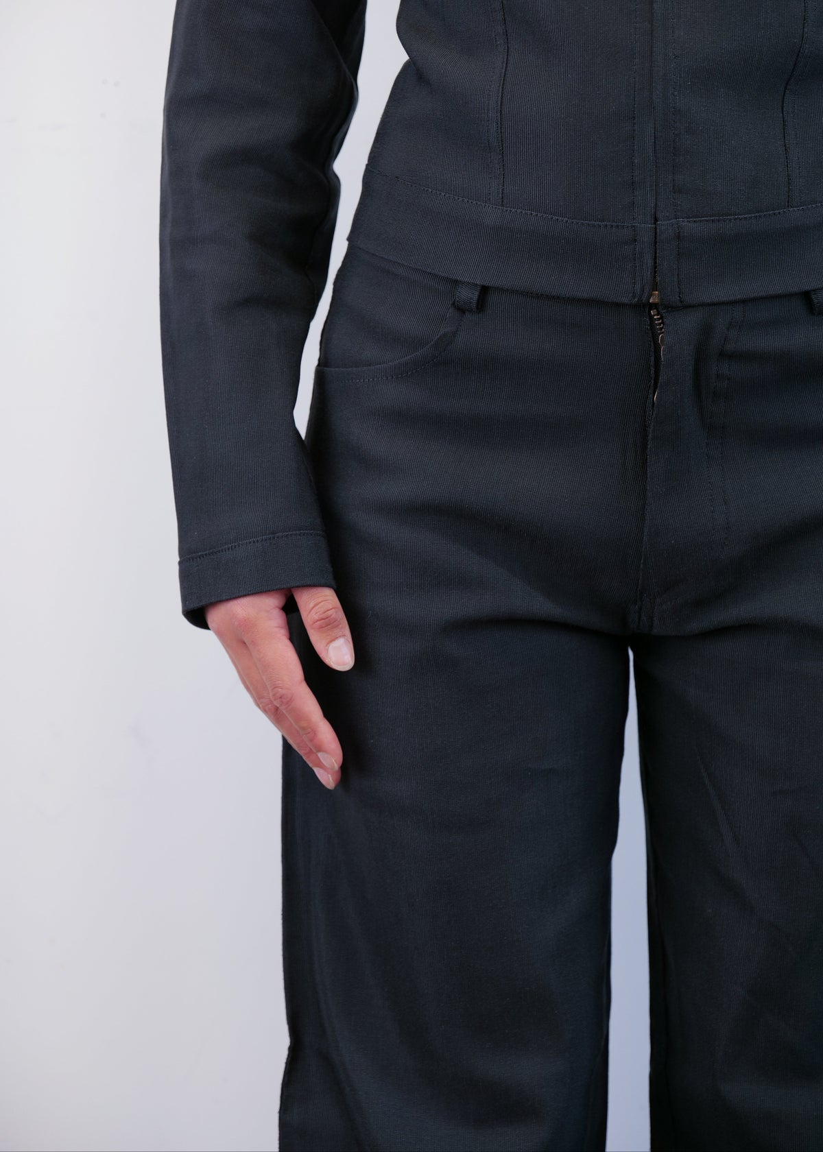 Unisex Vienna Black Needlecord Cotton Trousers